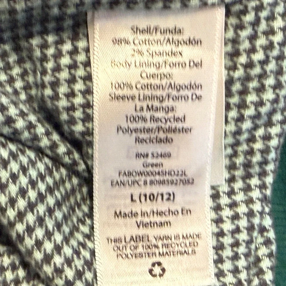 Free Assembly Green Corduroy Harrington Jacket Size L 10/12 Mock Neck Zip Up